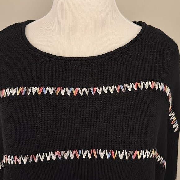 NWT New Direction Rainbow Tape Stripe Oversized Sweater Size M - Picture 4 of 11